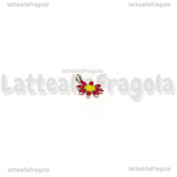 Charm Fiore in Acciaio Inox smaltato Rosso 10x7.5mm