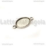 Connettore in metallo argento antico con base 18x13mm