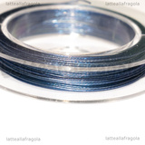 10 Metri Cavetto d'acciaio rivestito in nylon BLU 0.38mm