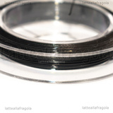 10 Metri Cavetto d'acciaio rivestito in nylon Nero 0.38mm