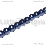 Perle in Vetro Cerato Blu 8mm filo in cotone 38cm