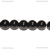 Perle in Vetro Cerato Nero 8mm filo in cotone 38cm