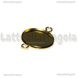 Connettore Tondo in Acciaio Inox Dorato per cammeo 20mm