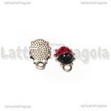 Charm Coccinella in metallo argentato smaltato 12.5x9mm