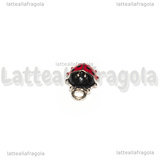 Charm Coccinella in metallo argentato smaltato 12.5x9mm