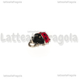 Charm Coccinella in metallo argentato smaltato 12.5x9mm