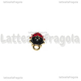 Charm Coccinella in metallo dorato smaltato 12.5x9mm