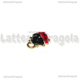 Charm Coccinella in metallo dorato smaltato 12.5x9mm