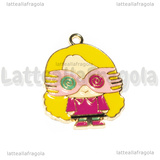 Ciondolo Luna Lovegood della saga Harry Potter in metallo dorato smaltato 27x21mm