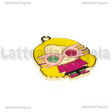 Ciondolo Luna Lovegood della saga Harry Potter in metallo dorato smaltato 27x21mm