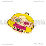 Ciondolo Luna Lovegood della saga Harry Potter in metallo dorato smaltato 27x21mm