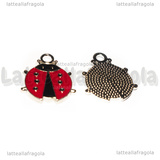 Ciondolo Coccinella in metallo argentato smaltato 19x16mm