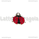 Ciondolo Coccinella in metallo argentato smaltato 19x16mm