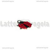 Ciondolo Coccinella in metallo argentato smaltato 19x16mm