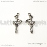 Ciondolo 3D ballerina in metallo argento antico 31x13mm