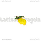 Charm Limone in metallo dorato smaltato 19.5x15mm