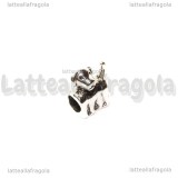 Cagnolino foro largo in metallo argento antico 13x11mm