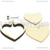 Ciondolo Mini Telaio Cuore in legno colore naturale 4x4cm