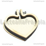 Ciondolo Mini Telaio Cuore in legno colore naturale 4x4cm