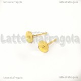 10 Coppie Perni base piatta 6mm Gold Plated con farfalline in silicone trasparente