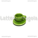 Set Tazzina e Piattino in ceramica verde bordi tondi 12mm