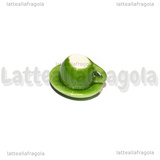 Set Tazzina e Piattino in ceramica verde bordi tondi 12mm