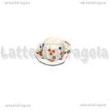 Set Tazzina e Piattino in ceramica fantasia pallini rosso blu bordi fiore 12mm