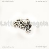 Charm Motocicletta double-face in metallo argentato 20x13mm