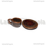 Set Tazzina e Piattino in ceramica caffè lucido bordi lisci 12mm