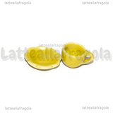 Set Tazzina e Piattino in ceramica gialla bordi fiore 12mm