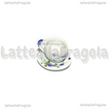 Set Tazzina e Piattino in ceramica fantasia fiore blu bordi lisci 10mm