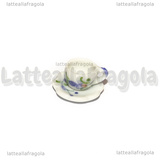Set Tazzina e Piattino in ceramica fantasia fiore blu bordi fiore 10mm
