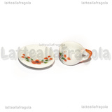 Set Tazzina e Piattino in ceramica fantasia fiori arancio bordi lisci 10mm