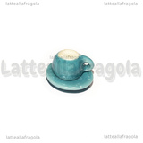 Set Tazzina e Piattino in ceramica azzurra bordi lisci 10mm