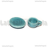Set Tazzina e Piattino in ceramica azzurra bordi lisci 10mm
