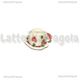 Set Tazzina e Piattino in ceramica fantasia cuori pois verde bordi fiore 10mm