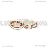 Set Tazzina e Piattino in ceramica fantasia cuori pois verde bordi fiore 10mm