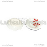 Piattino in Ceramica Bianca Fantasia Rami Rossi 10mm 