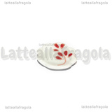 Piattino in Ceramica Bianca Fantasia Rami Rossi 10mm