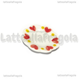 Piattino in Ceramica Bianca Fantasia Cuori e pallini 23mm 