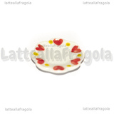 Piattino in Ceramica Bianca Fantasia Cuori e pallini 23mm
