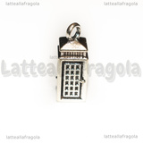 Ciondolo Tardis 3D in metallo argento antico 23x28x8mm