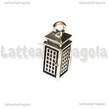 Ciondolo Tardis 3D in metallo argento antico 23x28x8mm