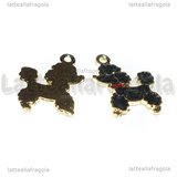 Charm Cane Barboncino in metallo dorato smaltato nero 20.5x16.5mm