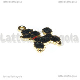 Charm Cane Barboncino in metallo dorato smaltato nero 20.5x16.5mm