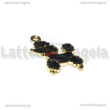 Charm Cane Barboncino in metallo dorato smaltato nero 20.5x16.5mm