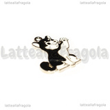 Ciondolo Cane Husky in metallo argentato smaltato 26x23mm