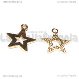 Ciondolo Stella con pavè di strass in metallo dorato 17.5x15mm