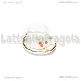 Set Tazzina e Piattino in ceramica fantasia ciliegie bordi oro 10mm