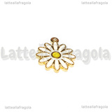 Ciondolo Fiore in Acciaio Inox Dorato smaltato Bianco 18x15.5mm